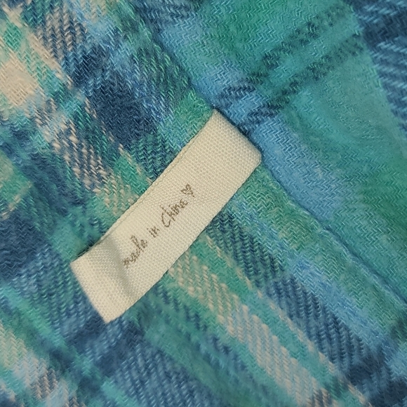 Spell designs lost highway flannel shirt turquoise buttondown S teal flannelette - Picture 12 of 16
